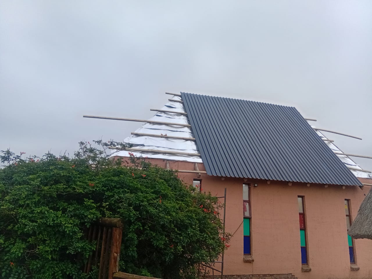 Progress view of the new roof sheeting