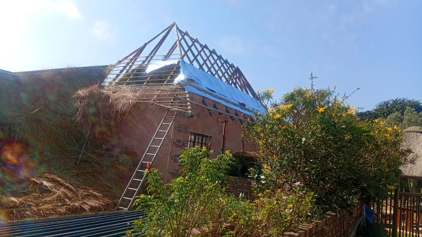 Roof framing prepared for sheet installation