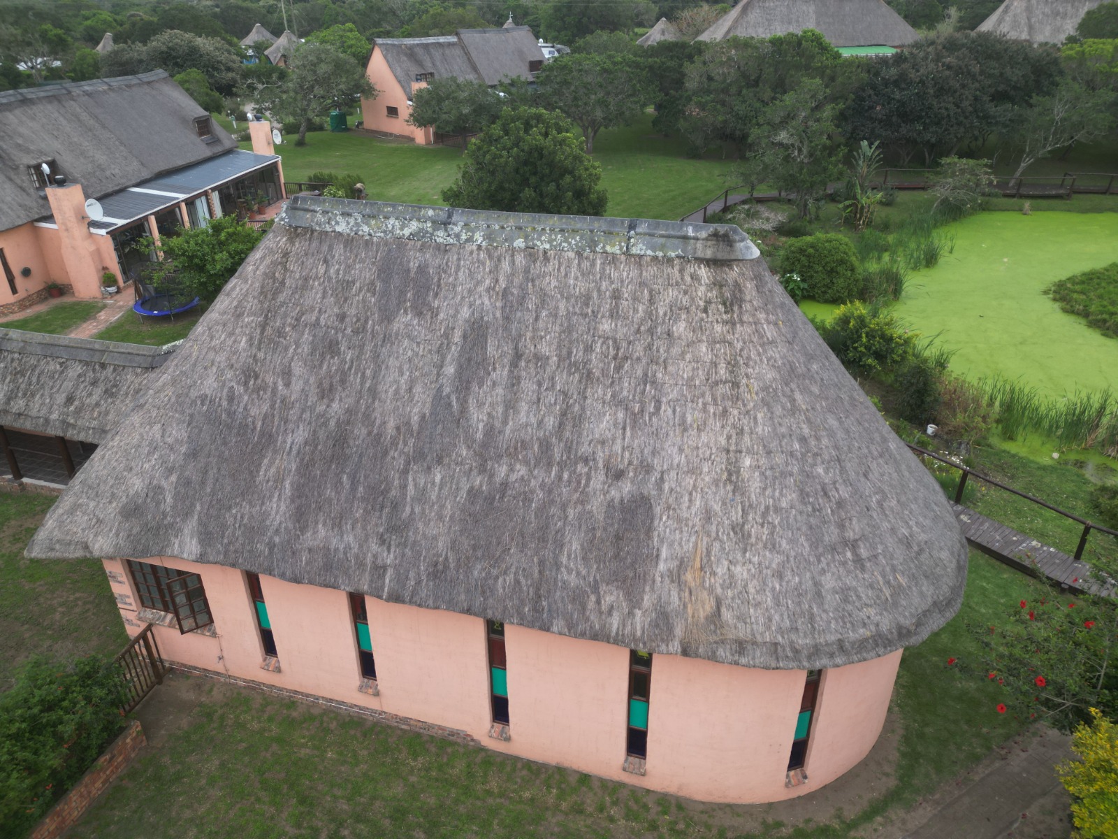Overhead drone view of the Greenfountain Resort roof