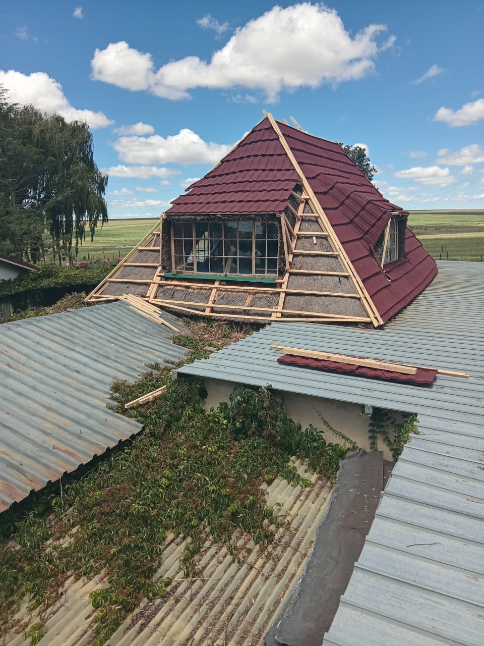 New roof sheeting installation in progress